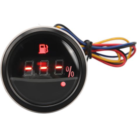 52-mm-Digital-Kraftstoffstandanzeige, 9–32 V DC, schwarze Scheibe und schwarze Abdeckung, für Wohnmobile, Yachten und Fischerboote. (1/5)