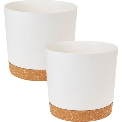 2er-Set Blumentöpfe, 25 cm – EINNENFFER – Moderne Pflanzgefäße mit Abflusslöchern und herausnehmbarem Untersetzer (1/5)