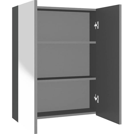 Armario de espejo de baño MDF gris antracita 60x15x75 cm vidaXL
