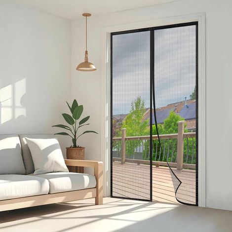 Moustiquaire 120x200cm Moustiquaire Porte Fenetre, Anti-Insectes, sans Perçage, Fermeture Automatique – Noir (1/5)