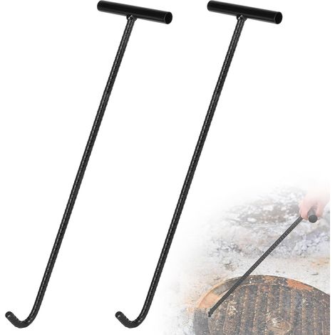 2 pièces Crochet leve Plaque, 100 cm lève-couvercle d'égout, Crochet de Canalisation Couvercle de Regard Crochet, Crochets de Levage Lourds, Leviers de Couvercle de Canal (1/5)