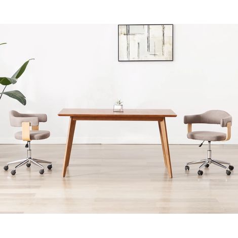 Chaise pivotante de salle à manger - Chaises à manger - Chaise de Bureau et de SalonTaupe Bois courbé et tissu DGBDF424899 (1/5)