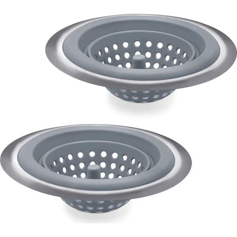 Filtre Évier - 2 Pièces - Tamis En Silicone Souple Et Acier Inoxydable - Diamètre 11,5 Cm - Pour Évier Cuisine Salle De Bain Buanderie - Lot De 2 (1/5)