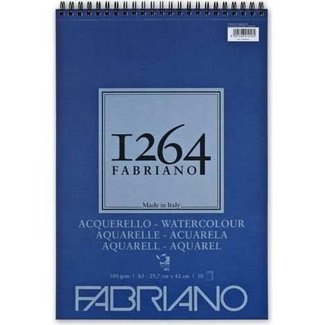 Bloc Papier Aquarelle - FABRIANO - 1264 - A3 - 300g - 30 feuilles - Spiralé haut