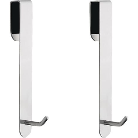 Lot de 2 crochets de douche sans perçage, crochets de porte pour paroi de douche, adaptés aux portes en verre de salle de bain (argenté) (1/5)