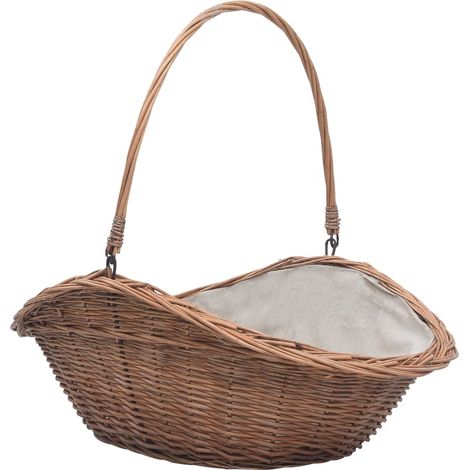 Firewood Basket with Handle 60x44x55 cm Natural Willow vidaXL