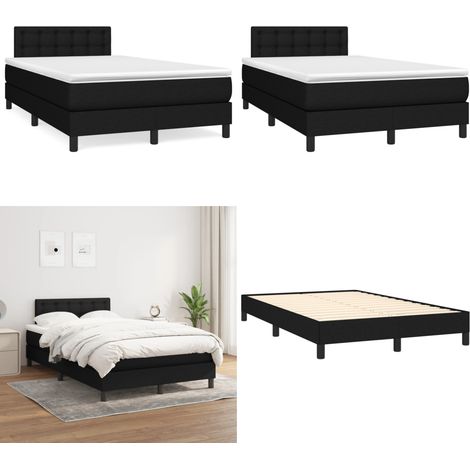 Sommier à lattes de lit avec matelas noir 120x190 cm tissu - Lit Double - Lit Tapissier - Literie - Chambre À Coucher - Matelas Ressorts Ensachés - Home & Living