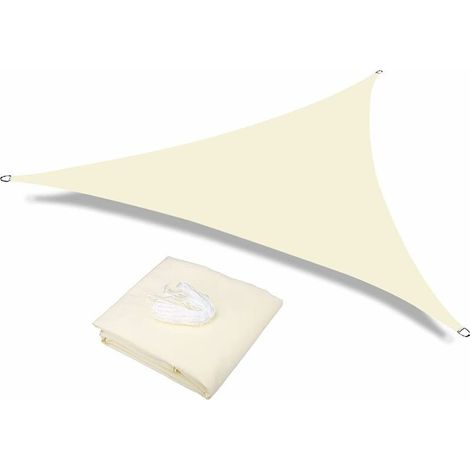 AGE Sun Shade voile imperméable jardin extérieur jardin soirée écran solaire auvent 4x4x4m Triangle auvent 98% UV bloc avec corde libre, blanc cassé (1/5)