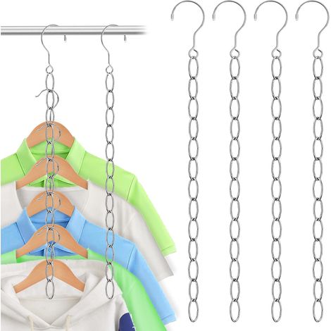 Lot de 5 cintre Gain de Place pour Penderie, Chaînes Multifonctionnelles en Acier Inoxydable Chaîne Intelligente d'Economie d'Espace pour Chambre à Coucher (1/5)