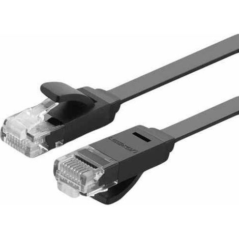 Cable plano Cable de red de Internet Cable de conexión Ethernet RJ45 Cat 6 UTP 1000Mbps 1m Negro (1/5)