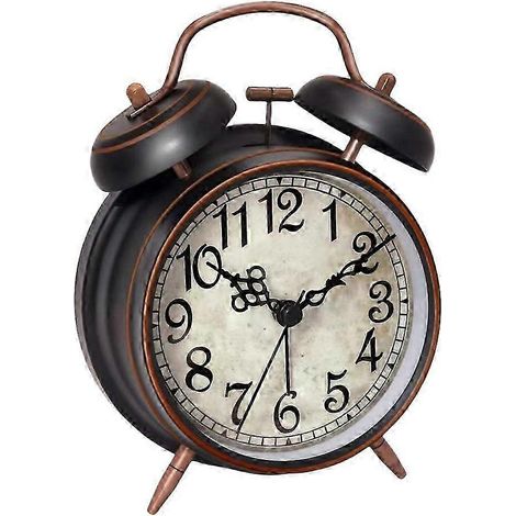 Réveil silencieux pour adultes, idéal pour les gros dormeurs, horloge à quartz silencieuse de 11,4 cm (4,5 pouces) avec rétroéclairage, couleur bronze. (1/5)
