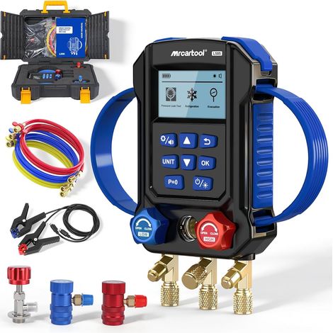 Manomètre numérique à collecteur L505 pour 95 réfrigérants R410A R1234yf R22 R32, évacuation haute précision, test de pression, test de température, remplissage de réfrigérant et test de (1/5)