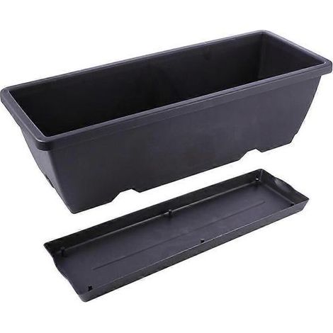 Lot de 2 jardinières longues en plastique, pots de fleurs et bacs à fleurs. (1/2)