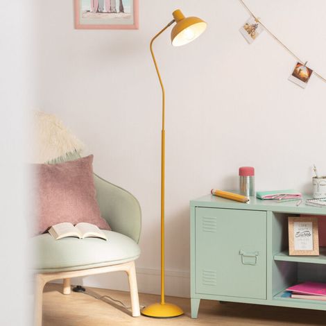 – Lampadaire LED métal sahani moutarde – Hauteur 1,5m – Ampoule E27 – Finition haut de gamme – Lumière personnalisable (1/5)