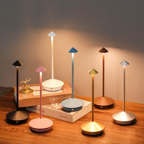 Dimmbare LED-Tischleuchte aus Aluminium, Schutzart IP54, für den Innen- und Außenbereich geeignet, europäischer Stecker, 29 cm hoch, Farbe: Corten-Wellngs Sandbraun (1/5)