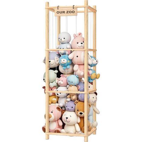 Organizzatore per riporre i peluche, in legno resistente, facile accesso, GIALLO (1/2)