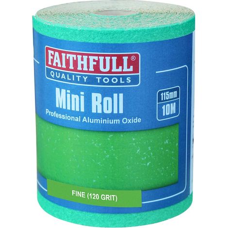 Faithfull AR10120G - Rotolo di carta abrasiva in ossido di alluminio, 115 mm x 10 m, 120 g, colore: Verde (1/2)