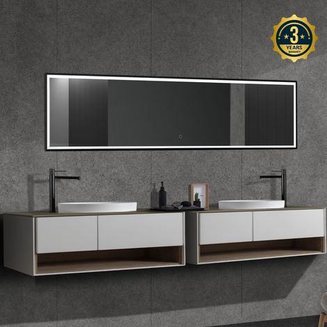 LEDIMEX-  Espejo Baño 160X40cm con Led y Antivaho Negro
