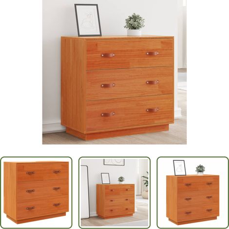 vidaXL Kieferholz -  Sideboard Wachsbraun 80x40x75 cm Massivholz Kiefer (1/5)
