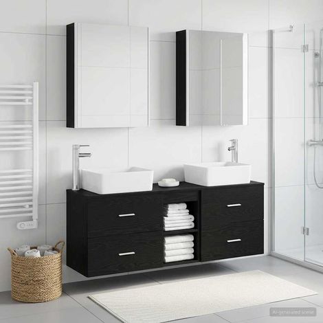 vidaXL Juego de muebles de baño 5 uds. Roble Negro (1/5)