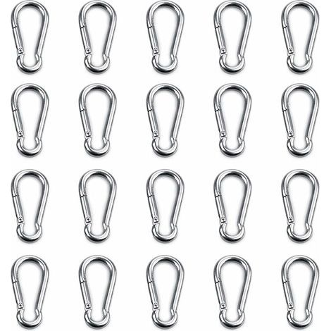 Lot de 20 mousquetons de fixation robustes pour hamac/balançoire pour chien, en acier inoxydable 304, épaisseur 6 mm. (1/3)