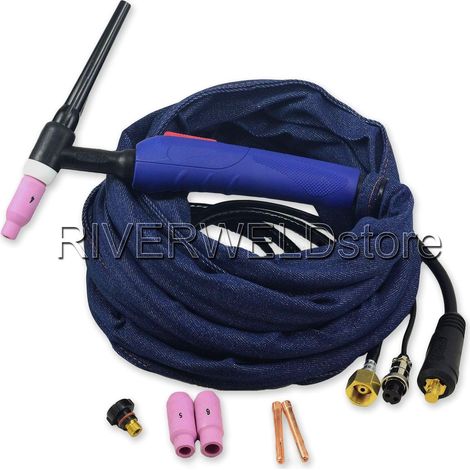 SR WP 17 17F Torche TIG complète à tête flexible style européen refroidie à air 150A, câble électrique 10mm², connecteur DKJ10-25mm M16x1.5 bipolaire, longueur 4m (1/5)