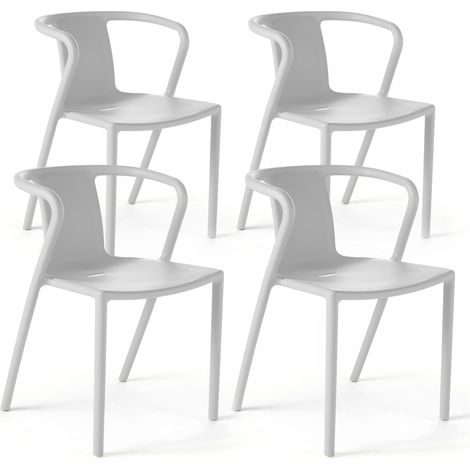 Oviala – Lot de 4 chaises de jardin en polypropylène – Assise et dossier ajourés – Résistantes aux intempéries et UV – Empilables, sans entretien