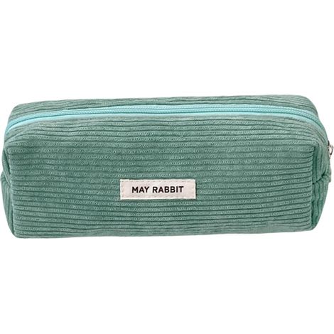 Trousse en velours pour stylos, papeterie, grande capacité, étui à crayons, trousse de maquillage, fournitures scolaires et de bureau pour étudiants, vert clair, 19 x 6 x 7 cm, Classique (1/5)