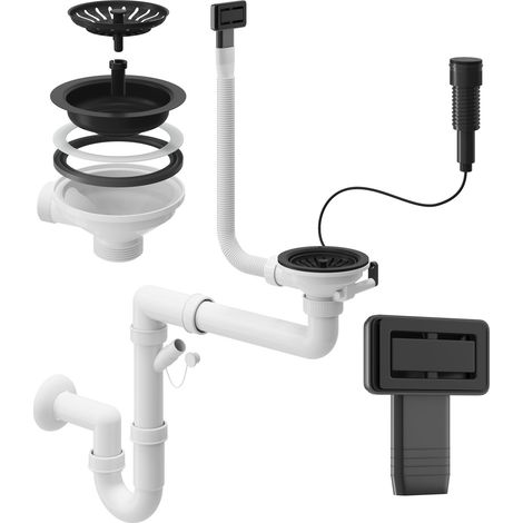 SIPHON AUTOMATIQUE RECTANGULAIRE À UN COMPARTIMENT NOIR (1/4)