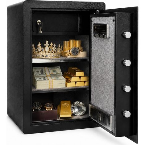 Coffre-fort en acier laminé à froid haute sécurité – 3,5 pieds cubes, serrure à code et à clé, armoire métallique résistante pour la maison, le bureau ou l'hôtel – Rangement sécurisé pour argent liqui (1/5)