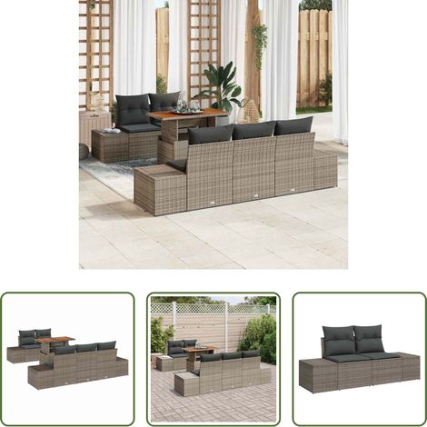 vidaXL Modulares Sofa - Garten-Sofa-Set mit Speicher 6 pcs Grau Poly Rattan (1/5)