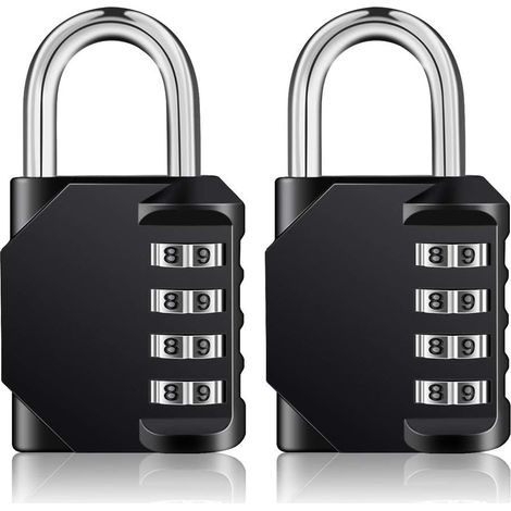 Lot de 2 cadenas à combinaison à 4 chiffres pour un rangement sécurisé