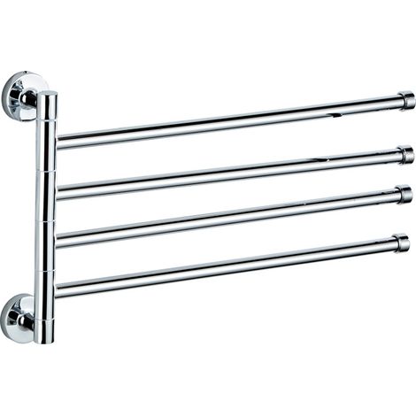 Porte Serviettes Mural 180° Serviette Support Porte-Serviettes Acier Inoxydable Barre à Serviettes Chrome (4-armer) (1/5)