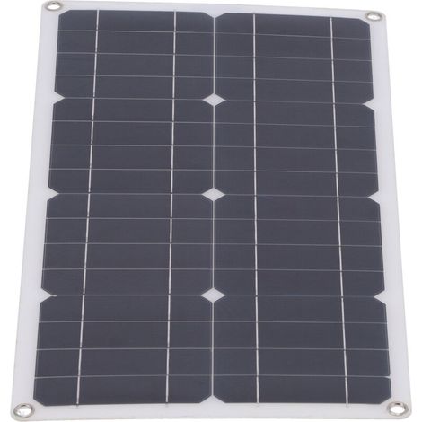 Kit Photovoltaïque Panneau Solaire 100W Monocristallin Régulateur 10A Charges USB et Batteries 12V/24V pour Véhicules et Activités Outdoor