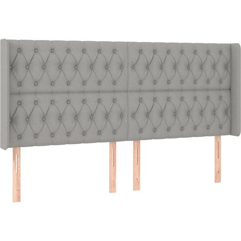 Testiera accessorio letto mobile camera da letto con bordo laterale 203 x 16 x 118/128 cm tessuto grigio chiaro TDL0205193