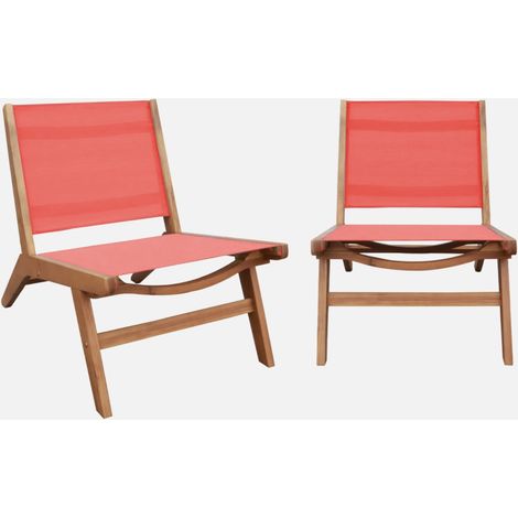 Set 2 sedie in legno di acacia e textilene