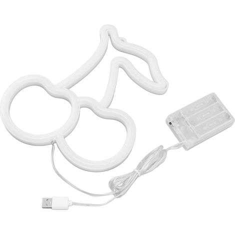 Veilleuse LED néon USB, lampe décorative murale en forme de fruit, éclairage rouge en forme de cerise, idéale pour les mariages et les fêtes. Alimentation USB. (1/5)