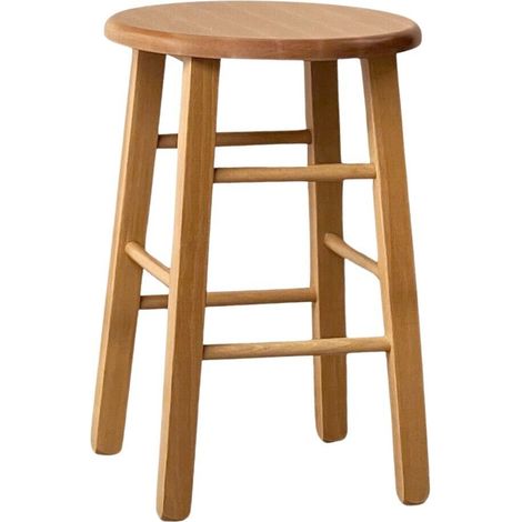 Holzhocker mit rundem Sitz, Höhe 47 cm, gerade Beine aus hellem Walnussholz