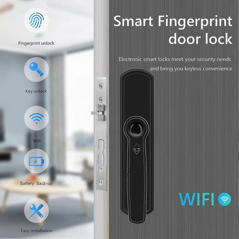 Serrures de porte intelligentes à empreinte digitale, serrures de porte sans clé, adaptées aux maisons, aux propriétés locatives, aux écoles, aux bureaux, aux appartements et autres lieux. (1/5)