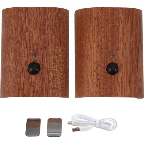 Ortviai Veilleuse Murale Intelligent avec Capteur de Mouvement en Bois Naturel, 2 Pièces, Rechargeable USB et Magnétique (1/5)
