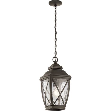Lanterne guirlande lumineuse d'extérieur suspension verre coulé ALU D 19,1 cm bronze 1x E27 (1/5)