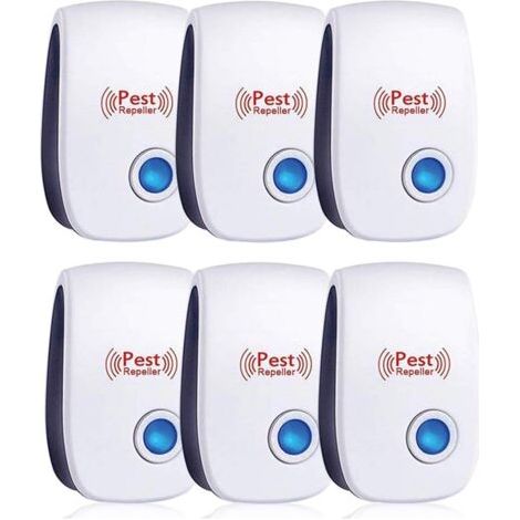 Répulsif Ultrason Anti-Rongeurs Insectes, 6 pcs Ultrason Anti Moustique Ultrason Souris et Rats, Intérieur Répulsif Électronique Insectes pour Souris, Rats Fourmis Araignées Moustiques