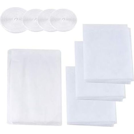 4 Pièces Moustiquaire Fenêtre Adhésive Protection Anti Insectes 130x150cm 150x200cm Blanc (1/4)