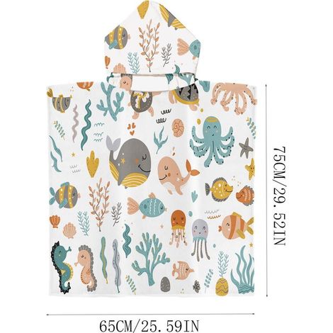 Kinder-Badetuch mit Kapuze – Leichtes und schnelltrocknendes Mikrofaserhandtuch für Strand, Pool und Spa – 65 x 75 cm – 1 Stück