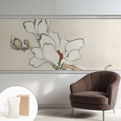 Papier peint intissé mural installation rapide du papier peint durable et résistante - Colle incluse gratuite Magnolias délicats 250x104 cm (1/5)
