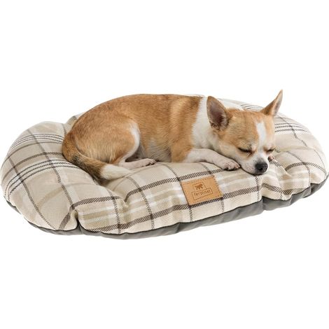 1 - Coussin Pour Chien - Coussin Pour Chat - Double-Face En Velours Doux Et Tissu Écossais Lavable En Machine Pour Corbeille Siesta Deluxe Marron 43x30cm