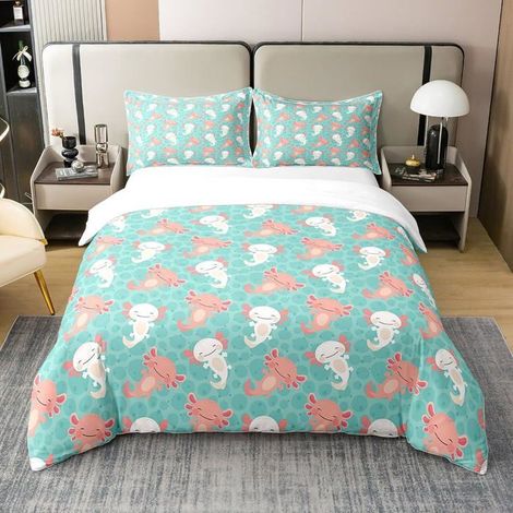 Ensemble de Literie Axolotl 240x260, Housse de Couette Axolotl Mignon, Parure de Lit Kawaii pour Enfants Garçons Filles Ados, (1/5)