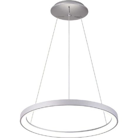 TRADE SHOP - Lampadario Pendente Led 42 W Cct Lampada Sospensione Circolare 58cm Luci Ufficio - Argento