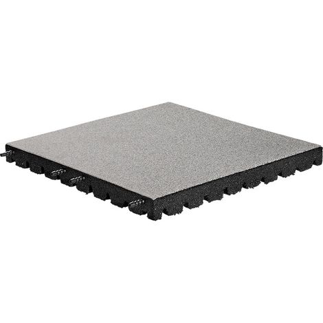 Dalle en caoutchouc EPDM avec connecteurs - Gris - 50x50 cm - 45mm