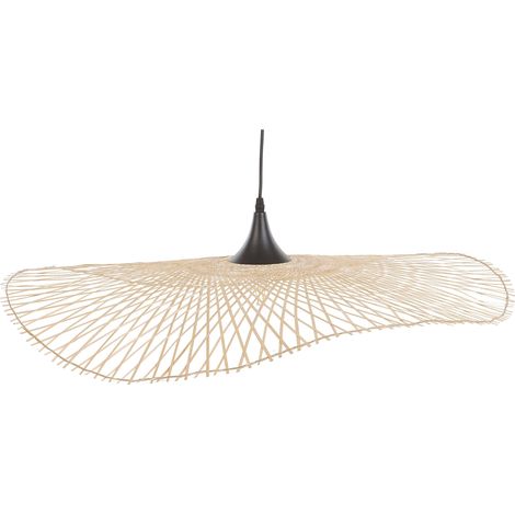Lámpara de techo colgante con pantalla ovalada de bambú de madera clara Floyd (1/5)